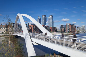 Modern bridge in the Kalasatama district, Helsinki, Finland