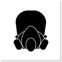 Full face respirator glyph icon.Respiratory protection. Face shield protecting face and eyes. Biohazard vapors protection.Ecology damage.Filled flat sign. Isolated silhouette vector illustration