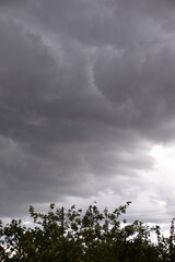 Blue and white cumulus storm clouds thunderstorm landscape