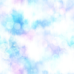 Seamless pale pastel tie dye bokeh texture. Soft tone on tone summer repeat background with washed out sun bleached ink dyed effect. 