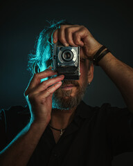 Man with old camera