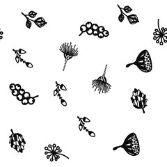 Floral black white seamless pattern vector version