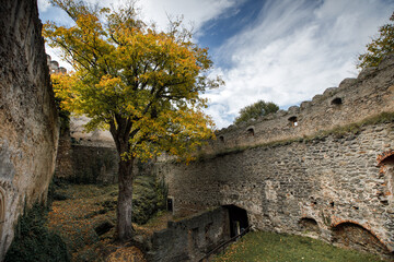 Fototapeta na wymiar ruins of castle in autumn
