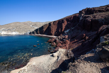 Red beach on Santorini island in Greece