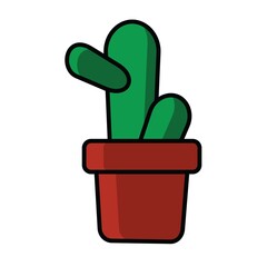 cactus plant in the pot cartoon illustration vector design