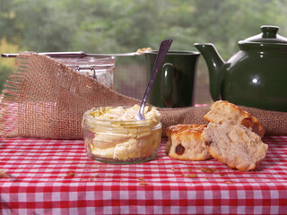 English tea of scones and fresh clotted cream
