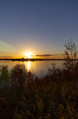 Fototapeta na wymiar A Beautiful Sunset at Astotin Lake