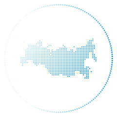 Fototapeta na wymiar Russia digital badge. Dotted style map of Russia in circle. Tech icon of the country with gradiented dots. Beautiful vector illustration.