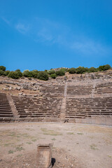 Assos theater, ancient Greek archeological site, overlooking the Aegean Sea in Turkey. Assos is...