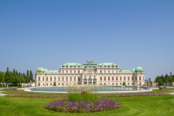Fototapeta na wymiar Vienna, Austria, July 24, 2021. The Belvedere Palace, in German Schloss Belvedere, is one of the largest Baroque palaces in Vienna