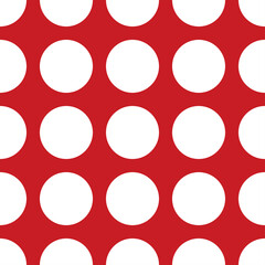 Rode naadloze patroon met witte cirkels.