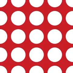 Behang Rood Rode naadloze patroon met witte cirkels.
