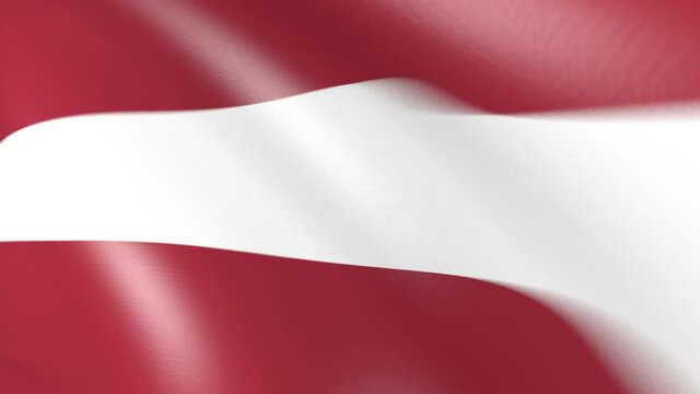 The flag of Latvia flutters in the wind. 3d animation