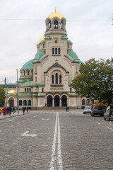 Fototapeta na wymiar Catedral de San Alejandro Nevski o Aleksandr Nevski Cathedral en la ciudad de Sofia, pais de Bulgaria