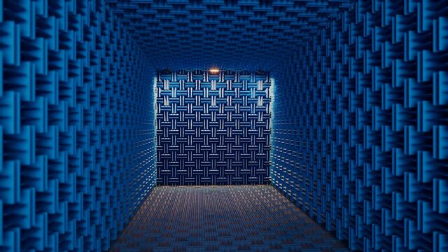 Music recording studio with acoustic panels. Professional anechoic chamber.