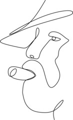 continuous drawing with one line the face of a man with a cigar in his hand