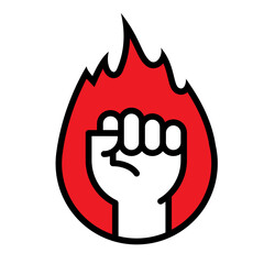 Fist Up As Protest Symbol. logo template