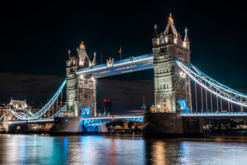Fototapeta na wymiar London Tower Bridge at Night. One of London's most famous bridges and must-see landmarks in London.