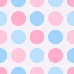 Pink seamless pattern with pink and blue circles.