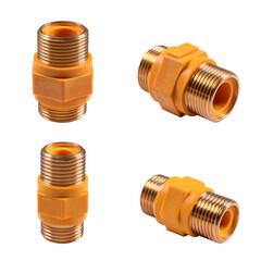 Set of gas dielectric coupling. Threaded adapters for connecting gas pipe to a female thread....