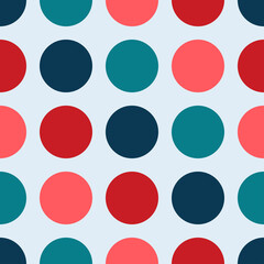 Colorful circle seamless pattern on blue background