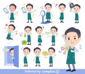 劣等感に関するスーパーマーケット店員男性のセット