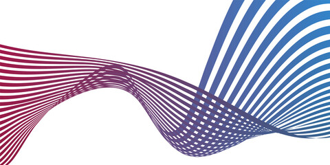 Wavy lines or ribbons. Multicolored striped gradient. Creative unusual background with abstract gradient wave lines for creating trendy banner, poster. Vector eps