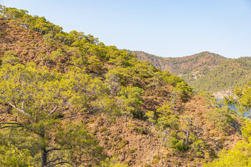 Seaside view from Lycian Way along Mediterranean coast Turkey.