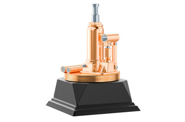 Hydraulic bottle jack golden award concept. 3D rendering
