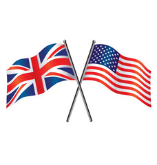 USA and UK flags crossed alliance
