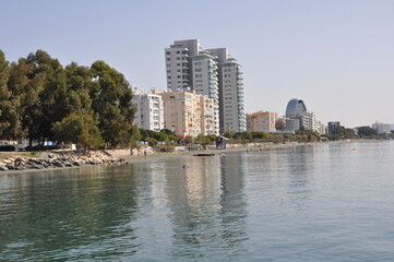 Fototapeta na wymiar The beautiful Limassol Enaerios Beach Limassol in Cyprus 