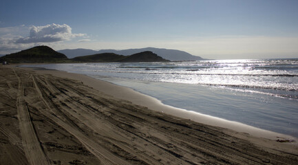 view on Island Sazan from Zvernec Beach, Albania