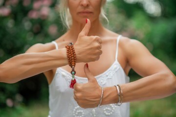 Yogic hand gesture, Kundalini Yoga, Yogic hand gesture, Kundalini Yoga, Close-up of the hands of a...