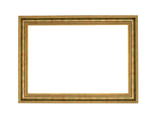 Gilded wooden frame for paintings. Isolated on white