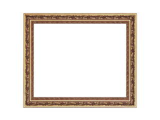 Gilded wooden frame for paintings. Isolated on white