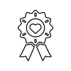 Loyalty, badge, label, rank, rate, rating outline icon. Line art design.