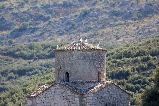 old historic church building called kisha e marmiroit, church of orikum, historical site, Albania
