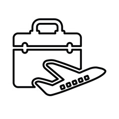 Ready, to, travel, business, flight, tour outline icon. Line art design.