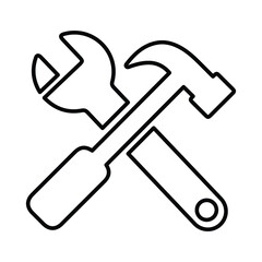 Repair, configuration, hand tools, setting, tool outline icon. Line vector design.