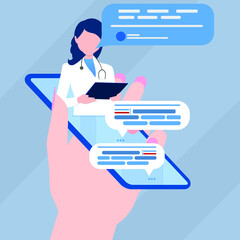 doctor consultant in the phone. Vector