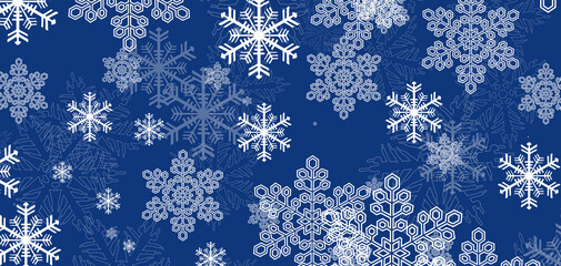 Christmas decor illustration with white snowflake on blue background