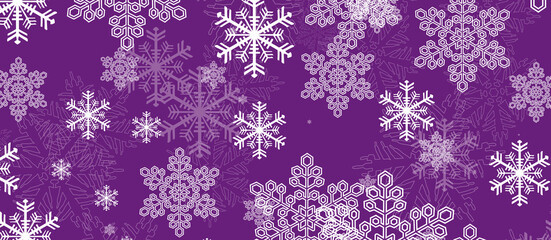 Christmas illustration with white snowflake on purple background