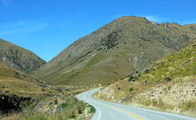 Road to Lindis Pass, New Zealand