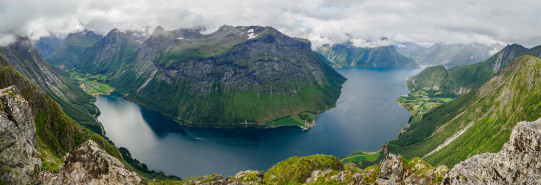 Views of Hj&oslash;rundfjorden from Urke ridge trail (Urkeega), Norway