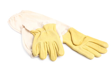 Protective gloves on white background. Safety equipment