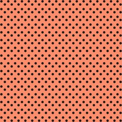Black and Orange Polka Dot seamless pattern. Vector background.