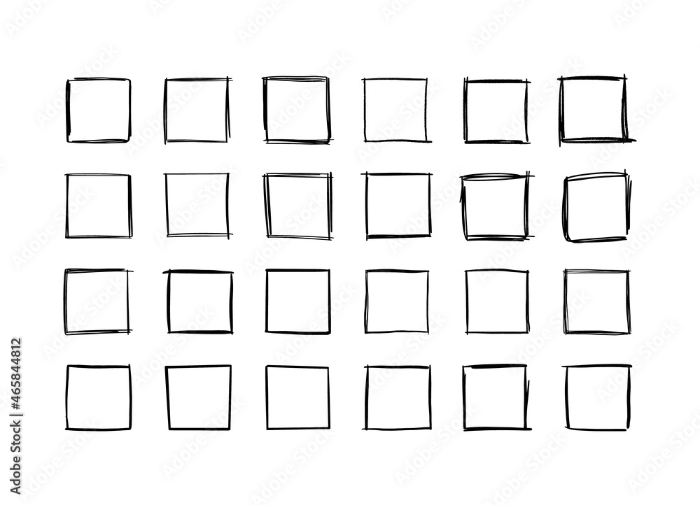 Wall mural hand drawn square frames in sketchy style. rectangular handdrawn grungy borders. vector illustration