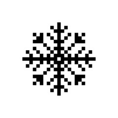 Pixel snowflake icon. Black silhouette. Vector simple flat graphic illustration. The isolated object on a white background. Isolate.