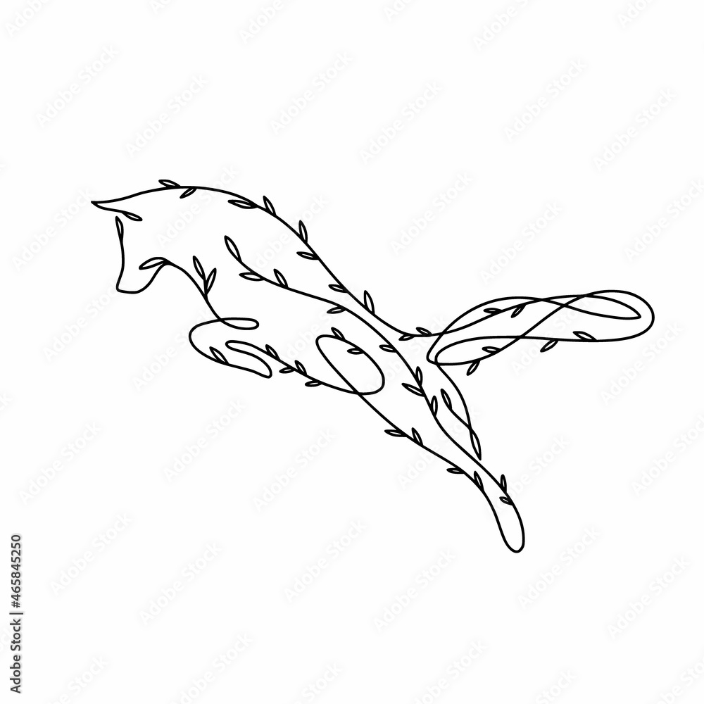 Wall mural Silhouette of a fox in a jump