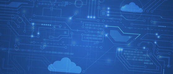 Cloud technology. Integrated digital web concept background